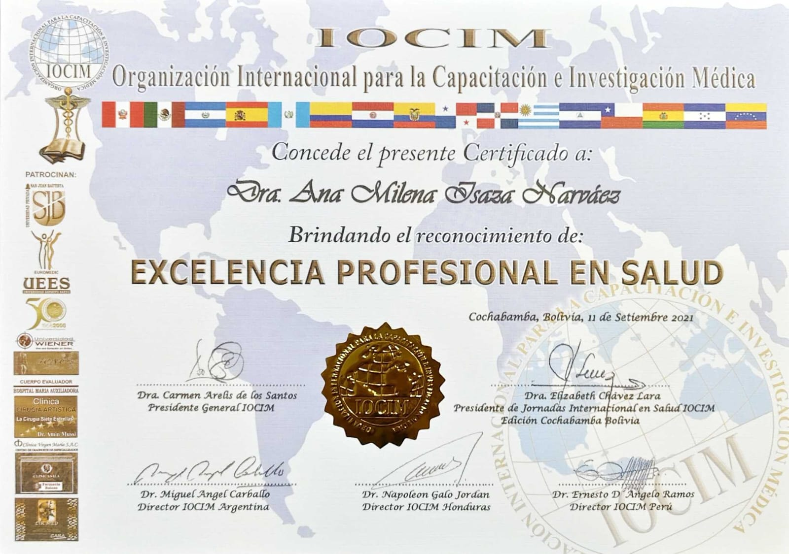 Reconocimiento Excelencia Profesional en Salud — IOCIM — Jornadas Internacionales en Salud